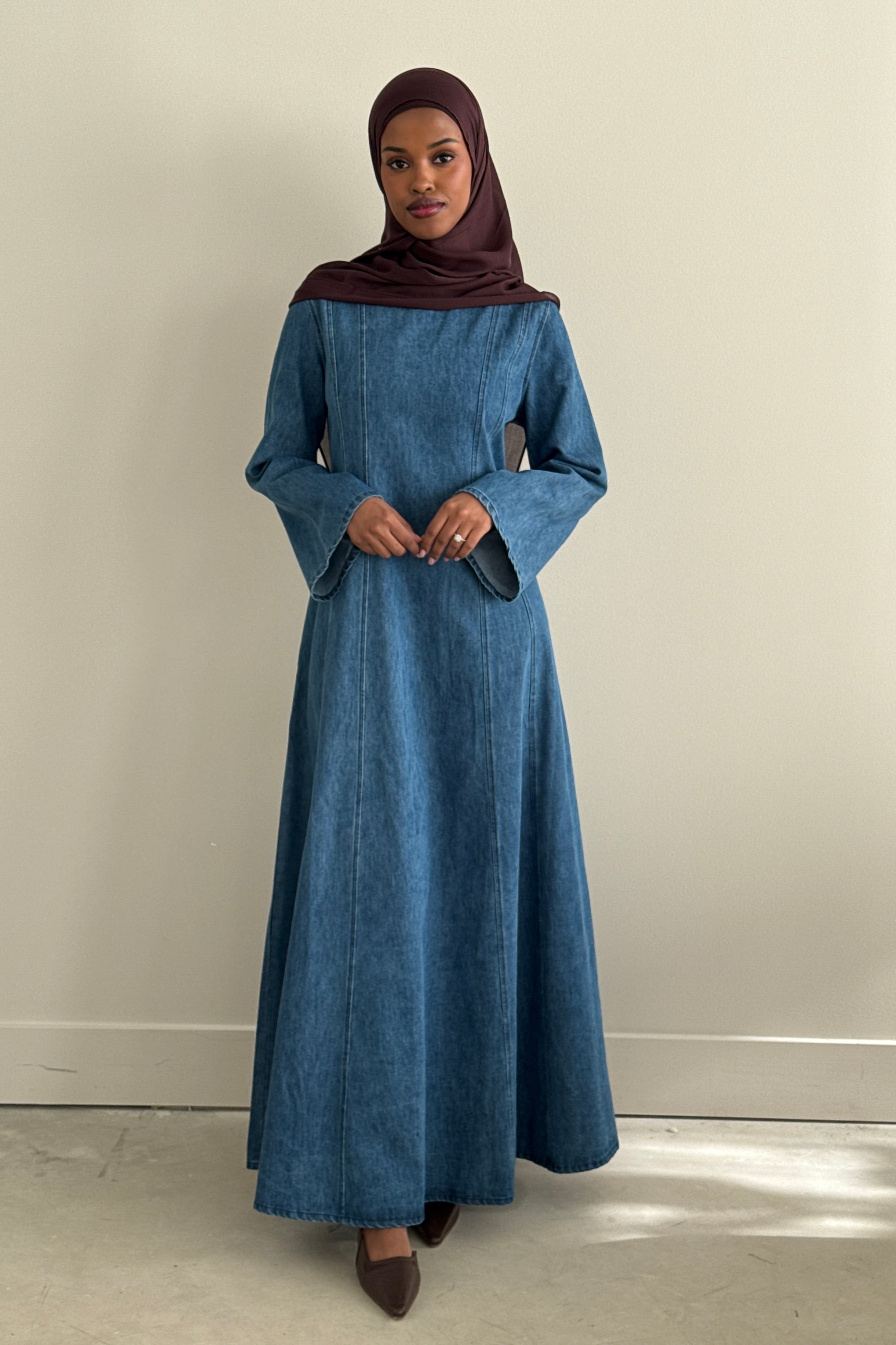 DENIM DRESS BLUE DEMURE HIJABS DENIM DRESS BLUE DEMURE HIJABS