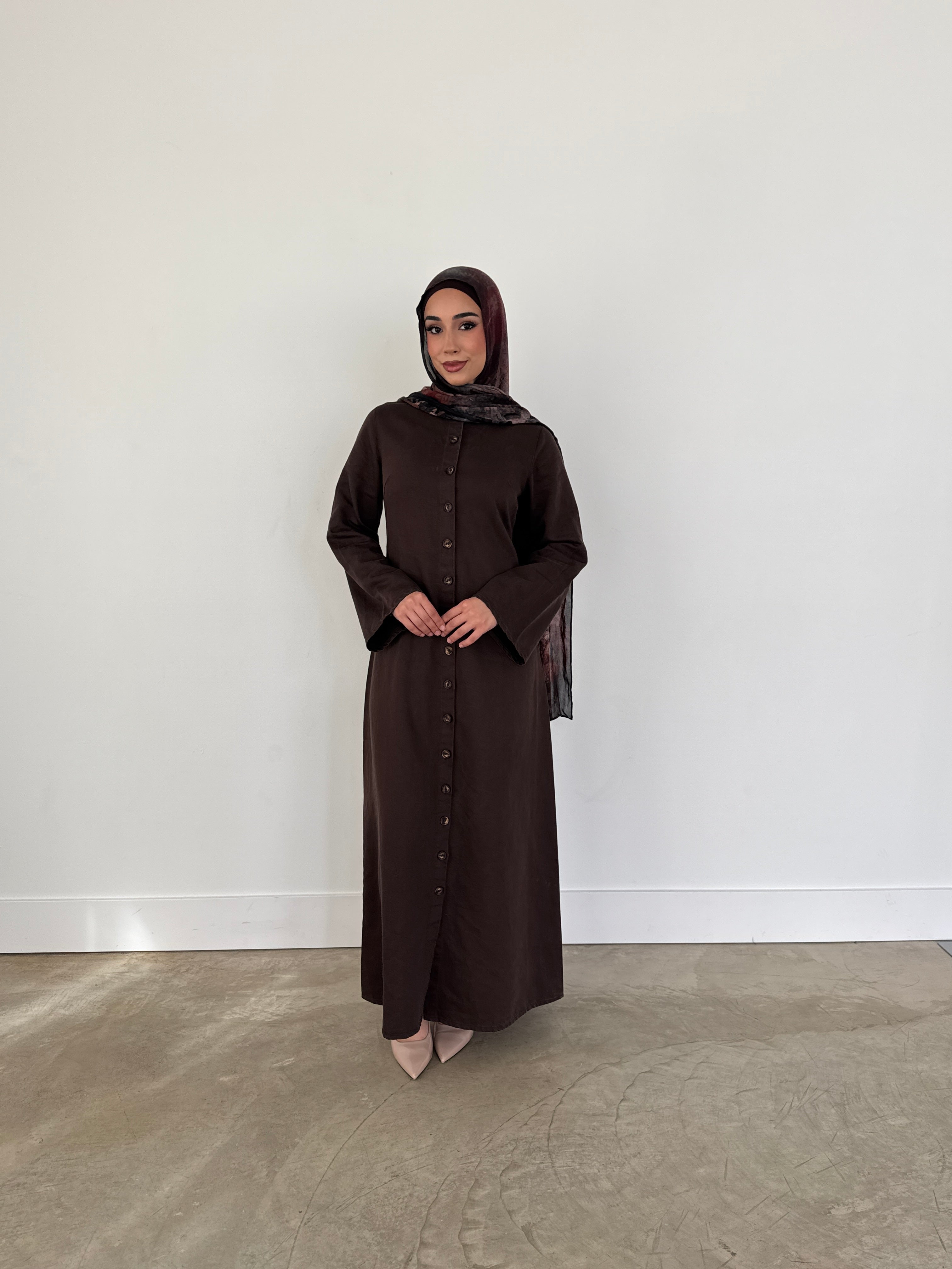 MARIA DENIM DRESS BROWN