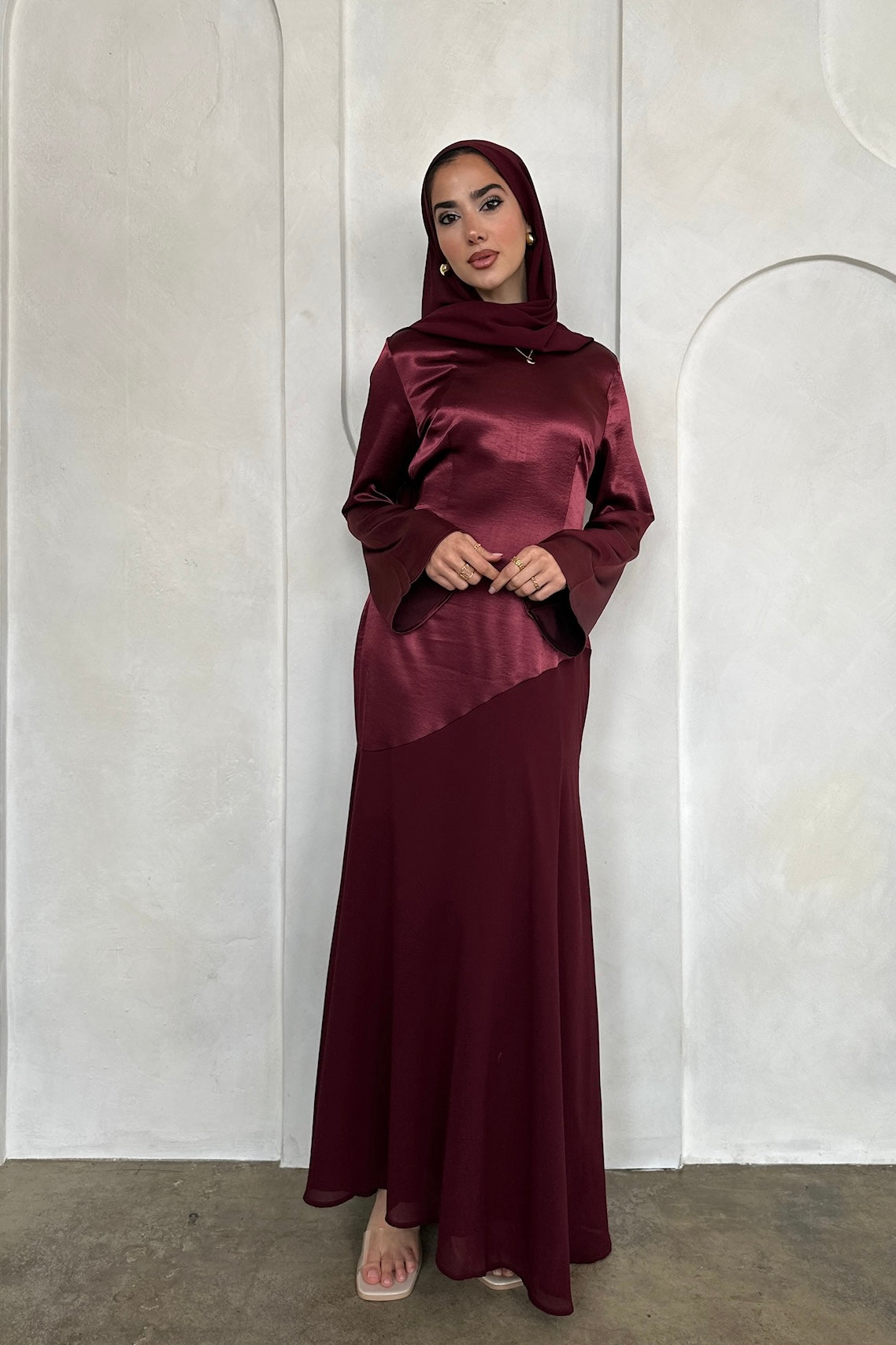 FARAH DRESS BURGUNDY
