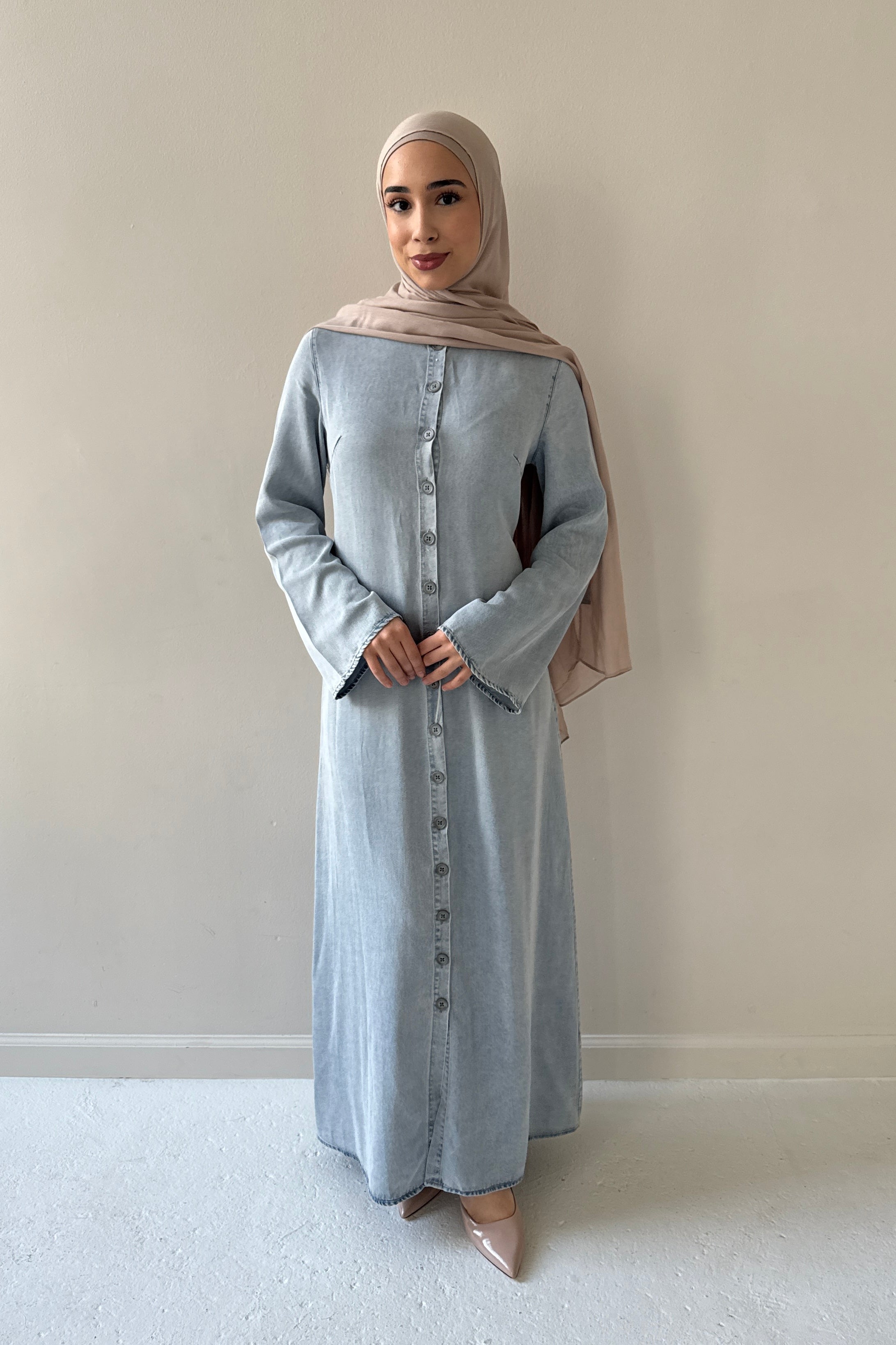 SARAH DENIM DRESS LIGHT BLUE