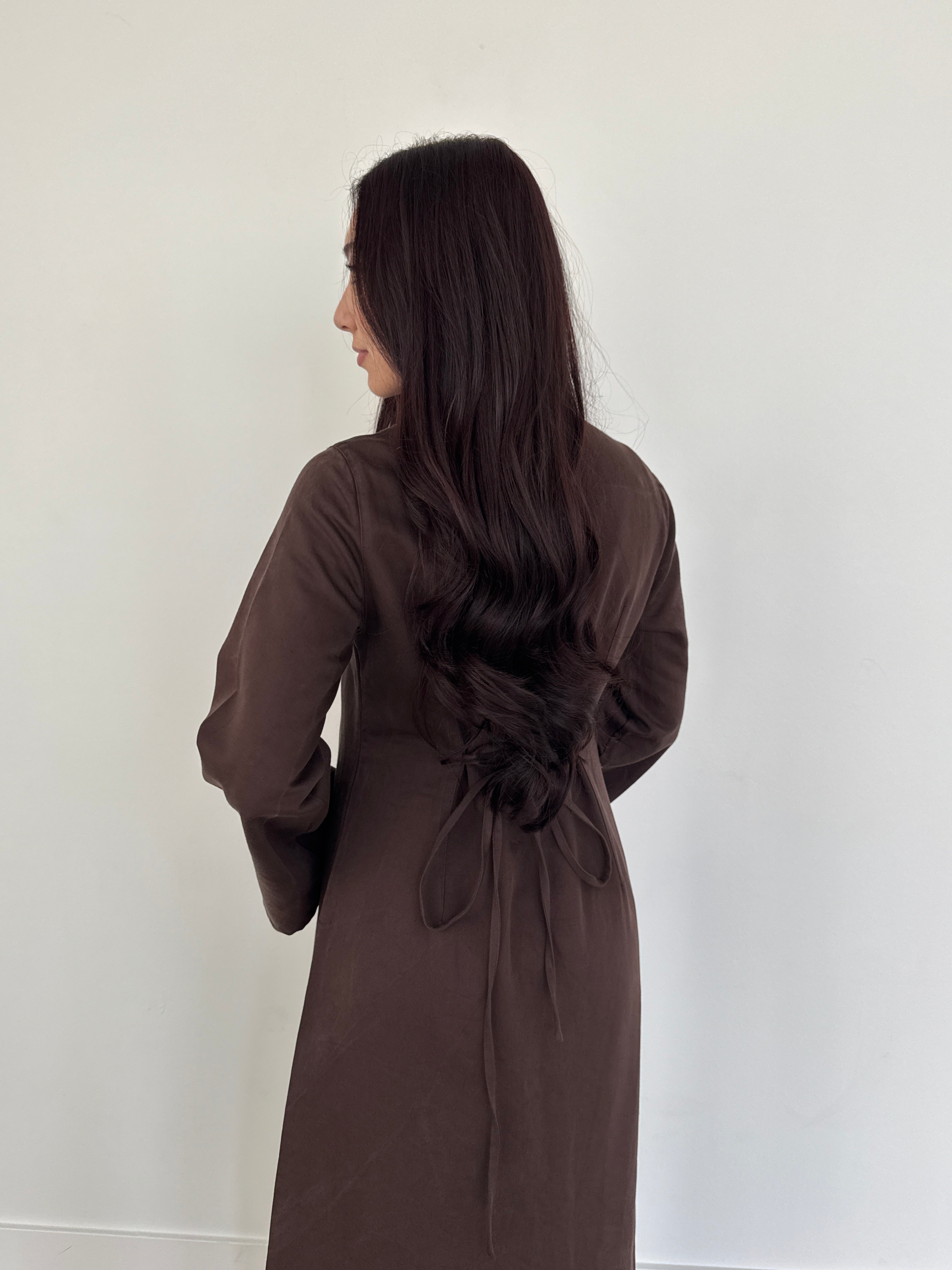MARIA DENIM DRESS BROWN
