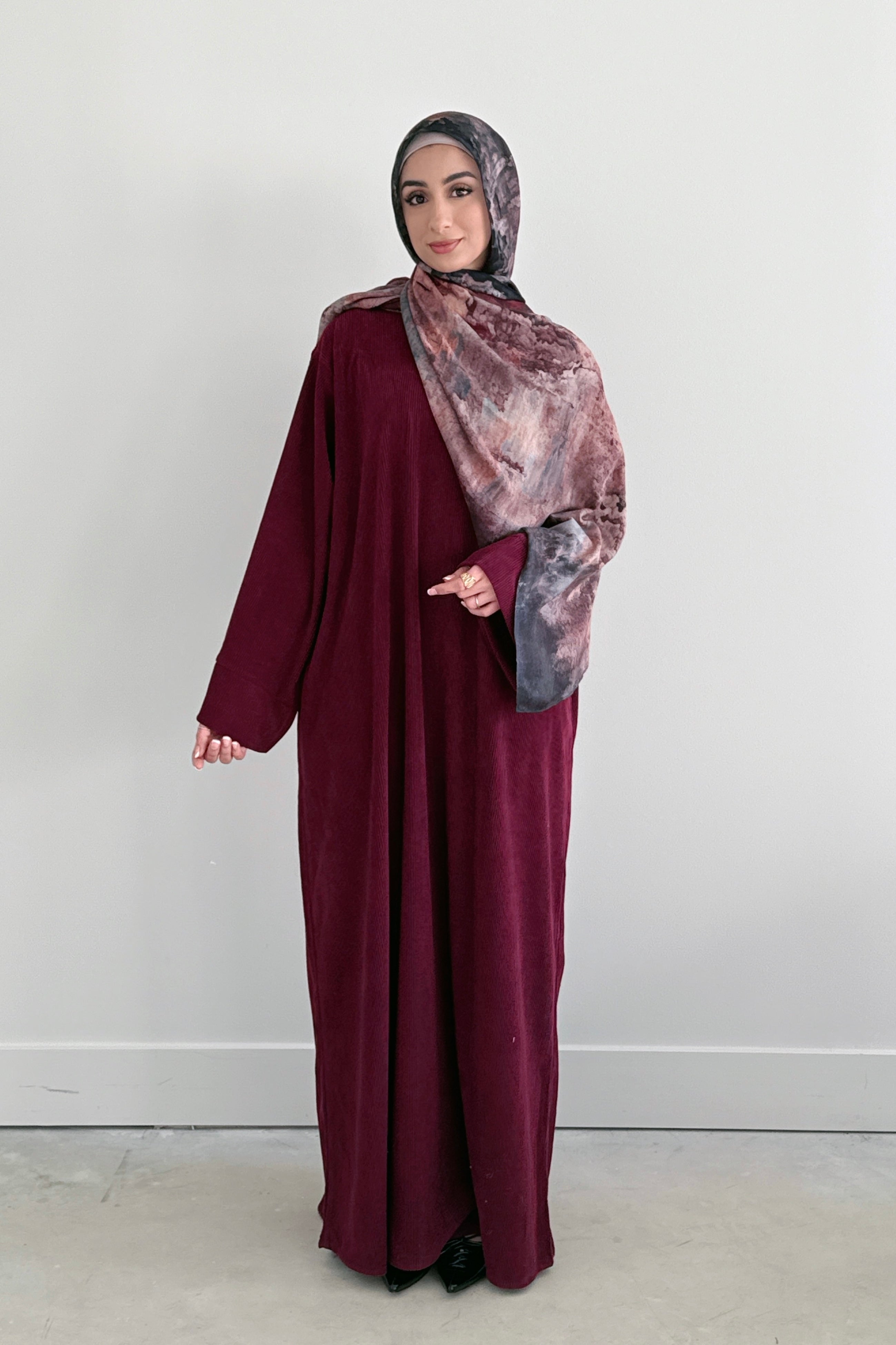 burgundy abaya dress FARAH DRESS BURGUNDY