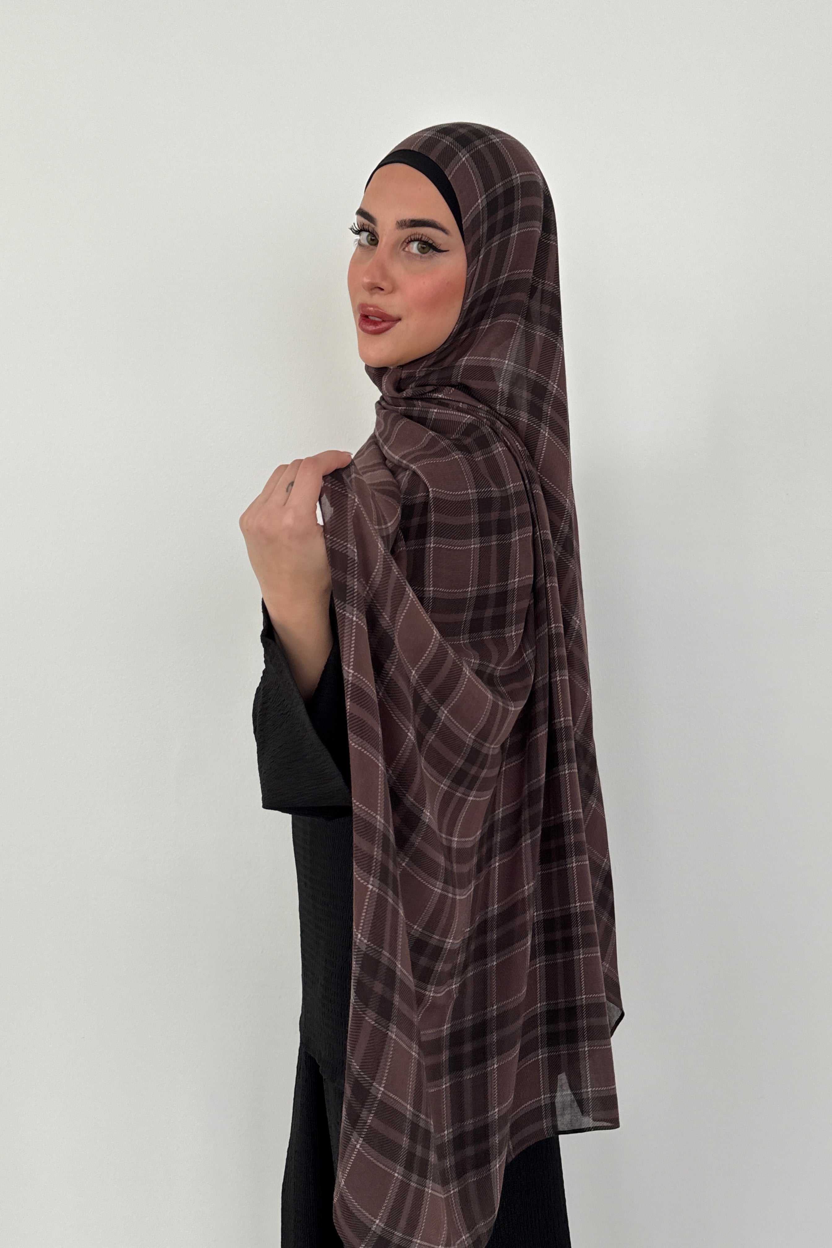 MODAL PRINT HIJAB  CHESTNUT PLAID