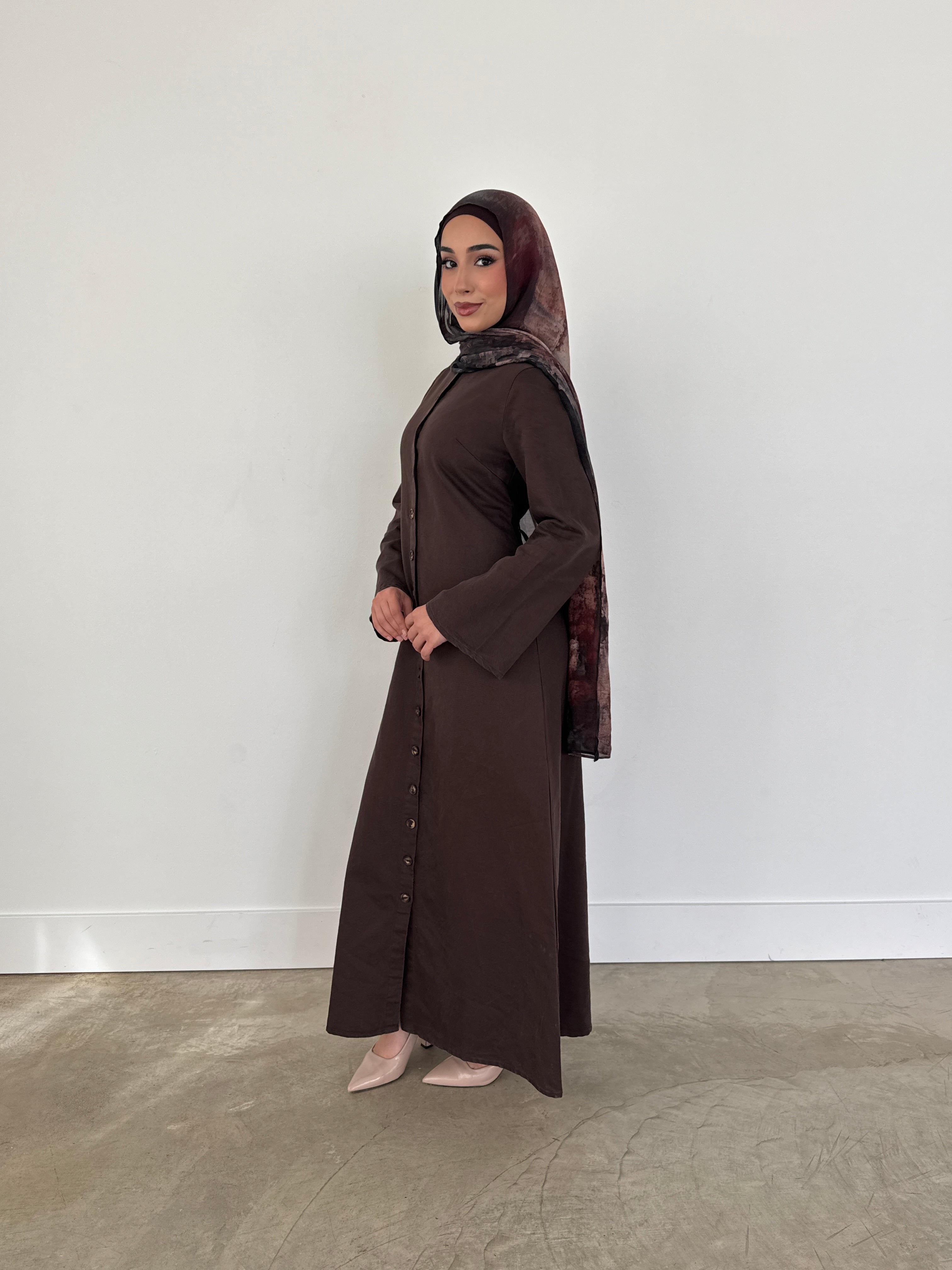 MARIA DENIM DRESS BROWN