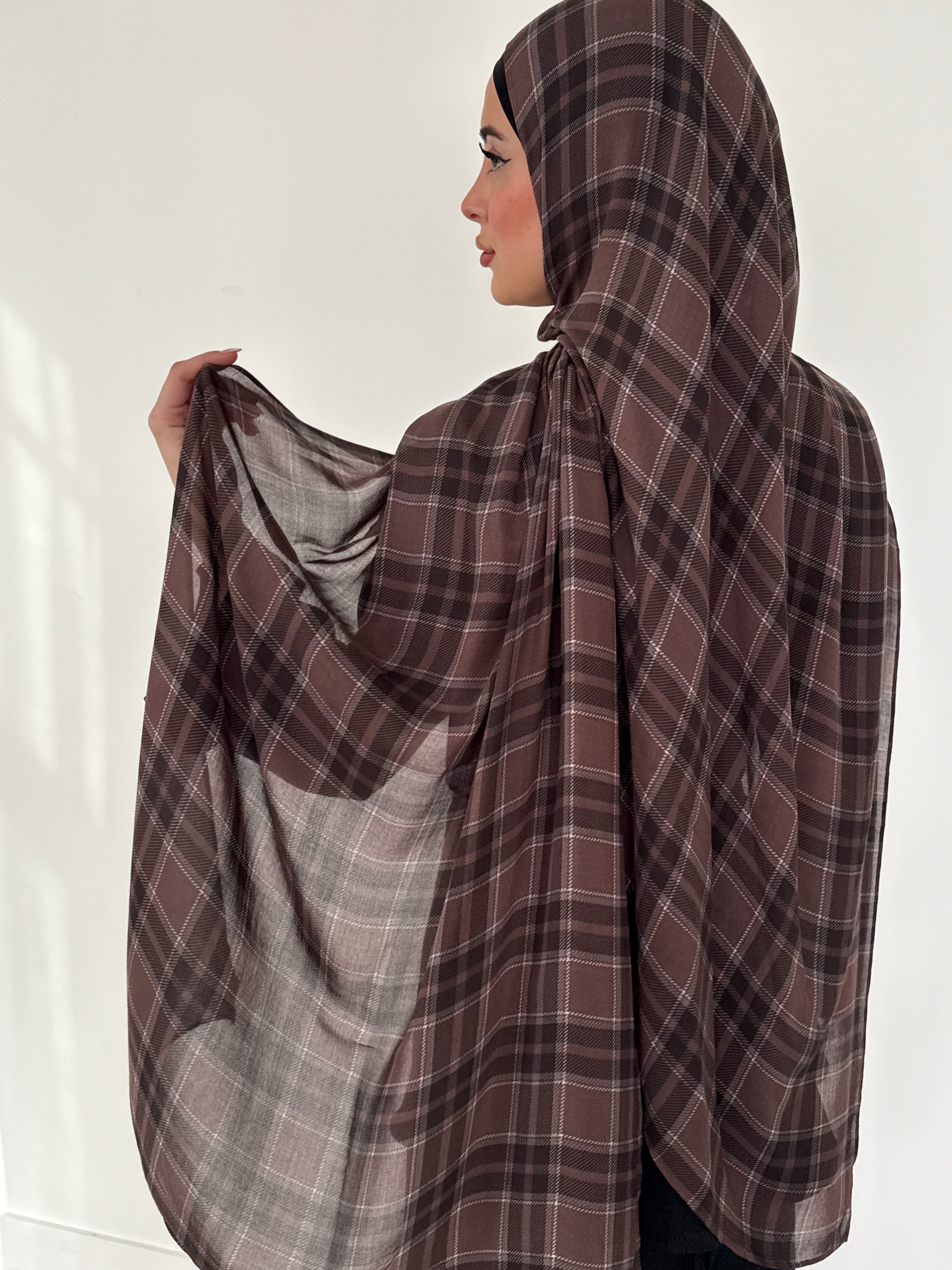 MODAL PRINT HIJAB  CHESTNUT PLAID