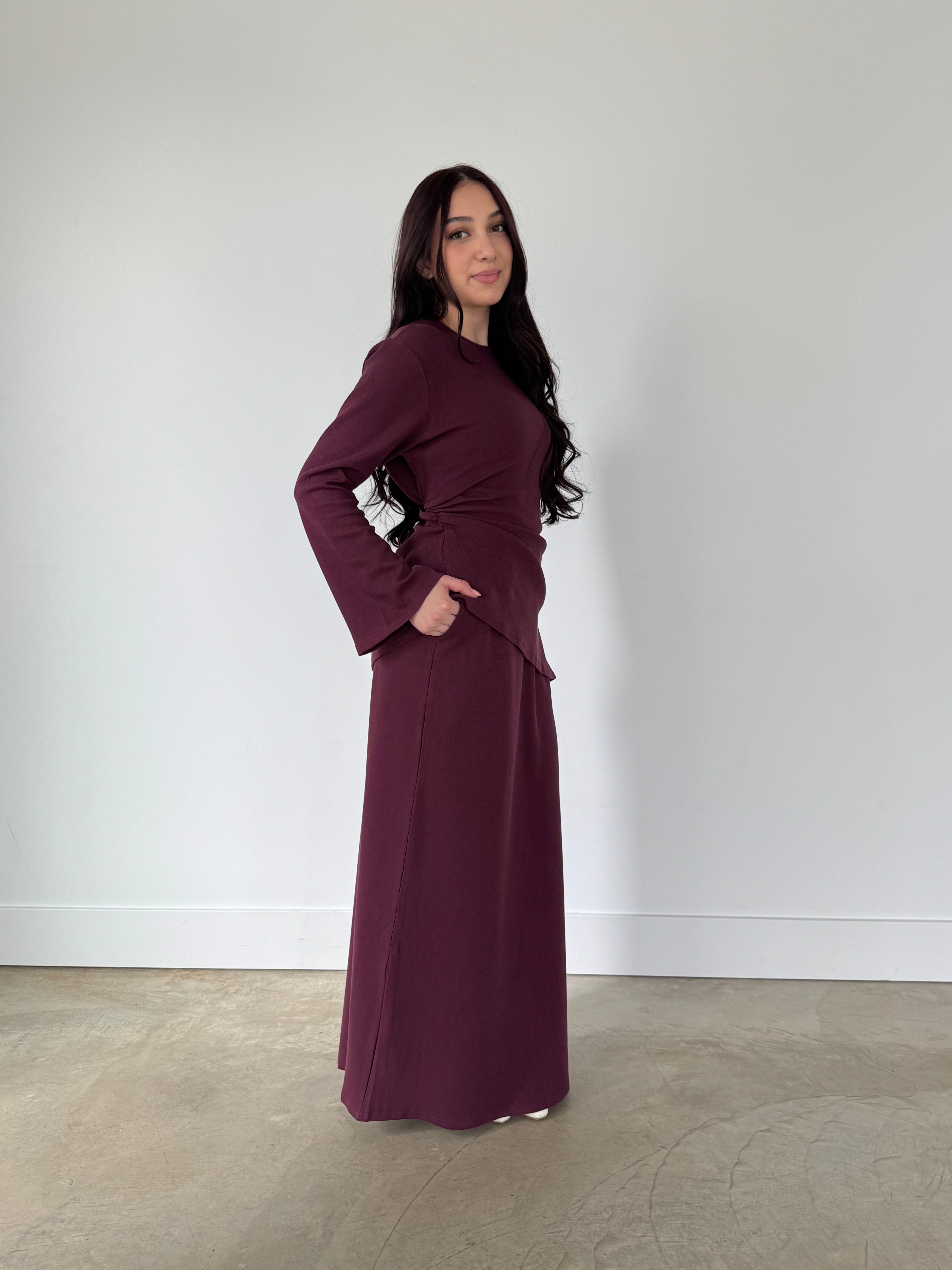 JANNA KNIT SET AUBERGINE