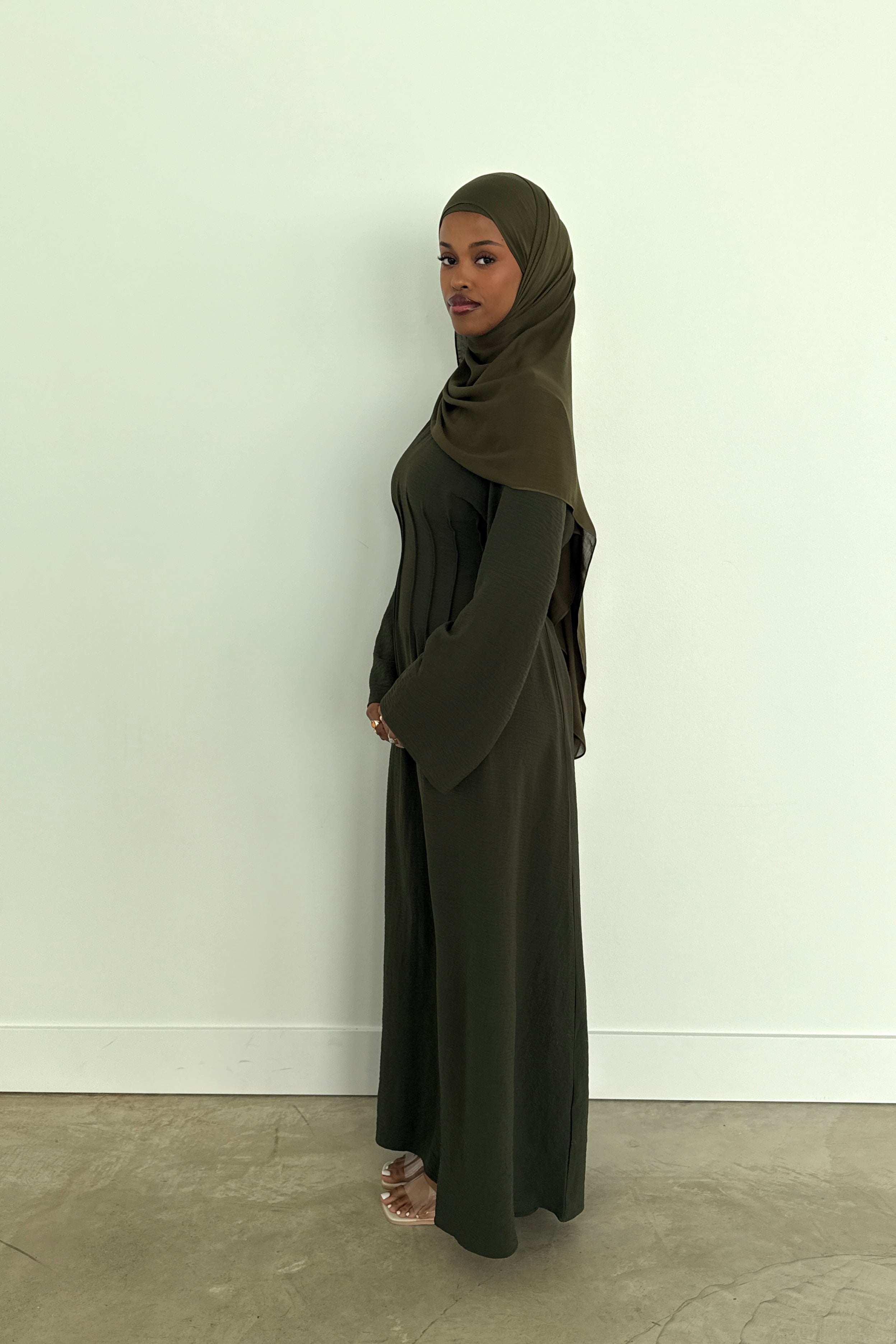 olive green dress with hijab Buy Modest Olive Green Dress Online In India