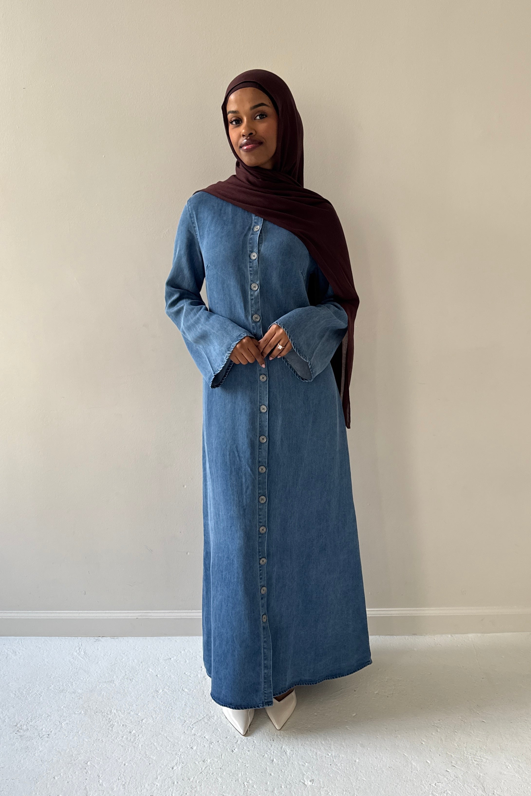 SARAH DENIM DRESS MEDIUM BLUE