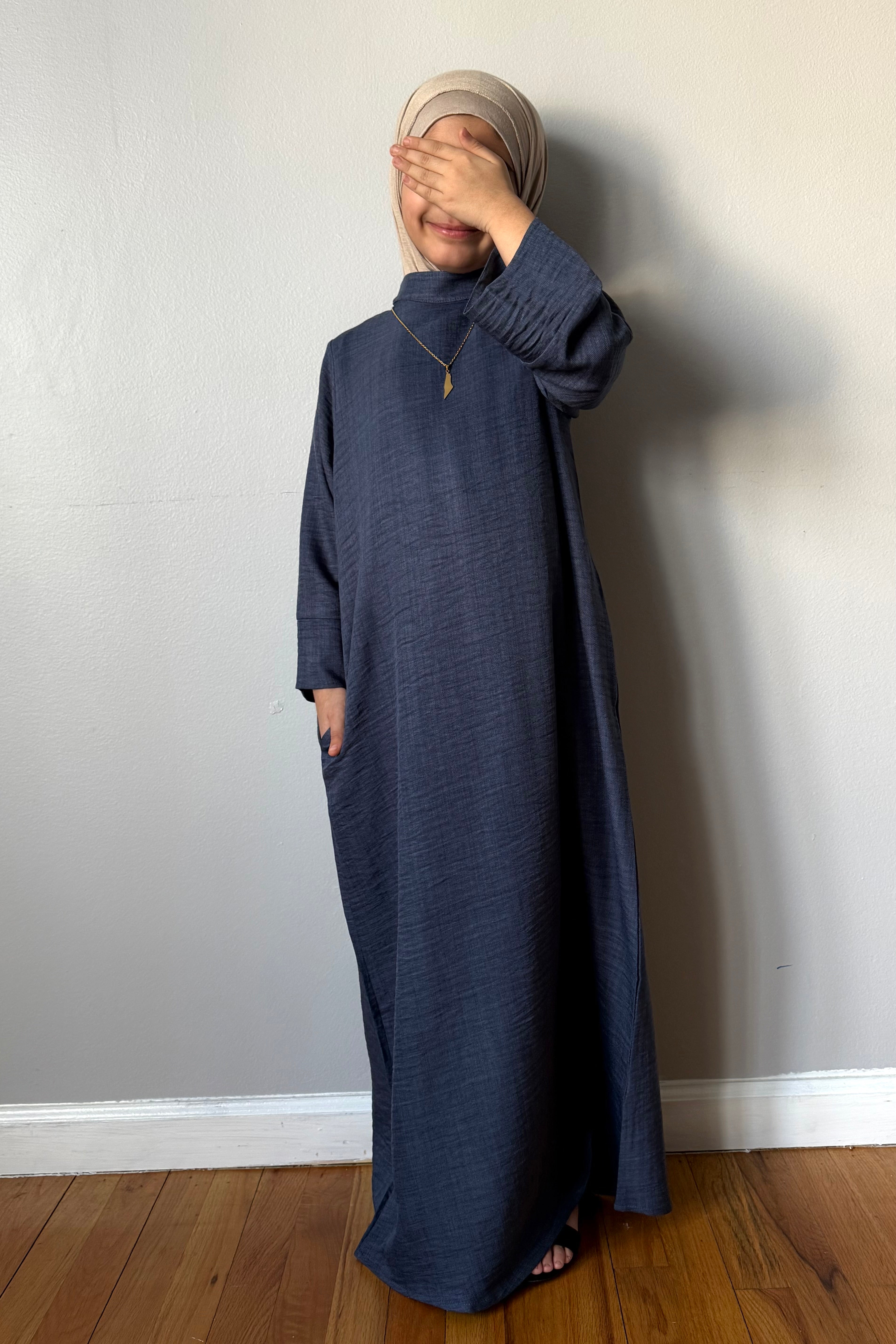 AMIRA MOCK NECK ABAYA YOUTH DENIM