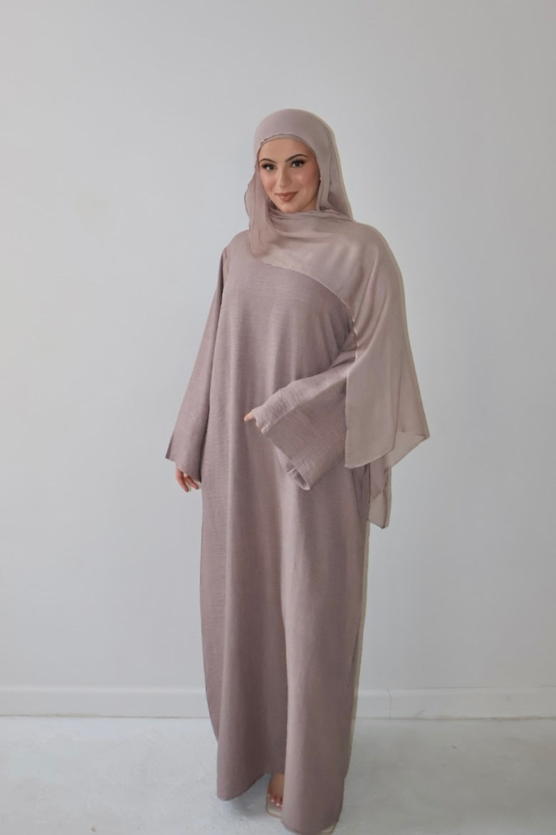 AMIRA MOCK NECK ABAYA LIGHT TAUPE