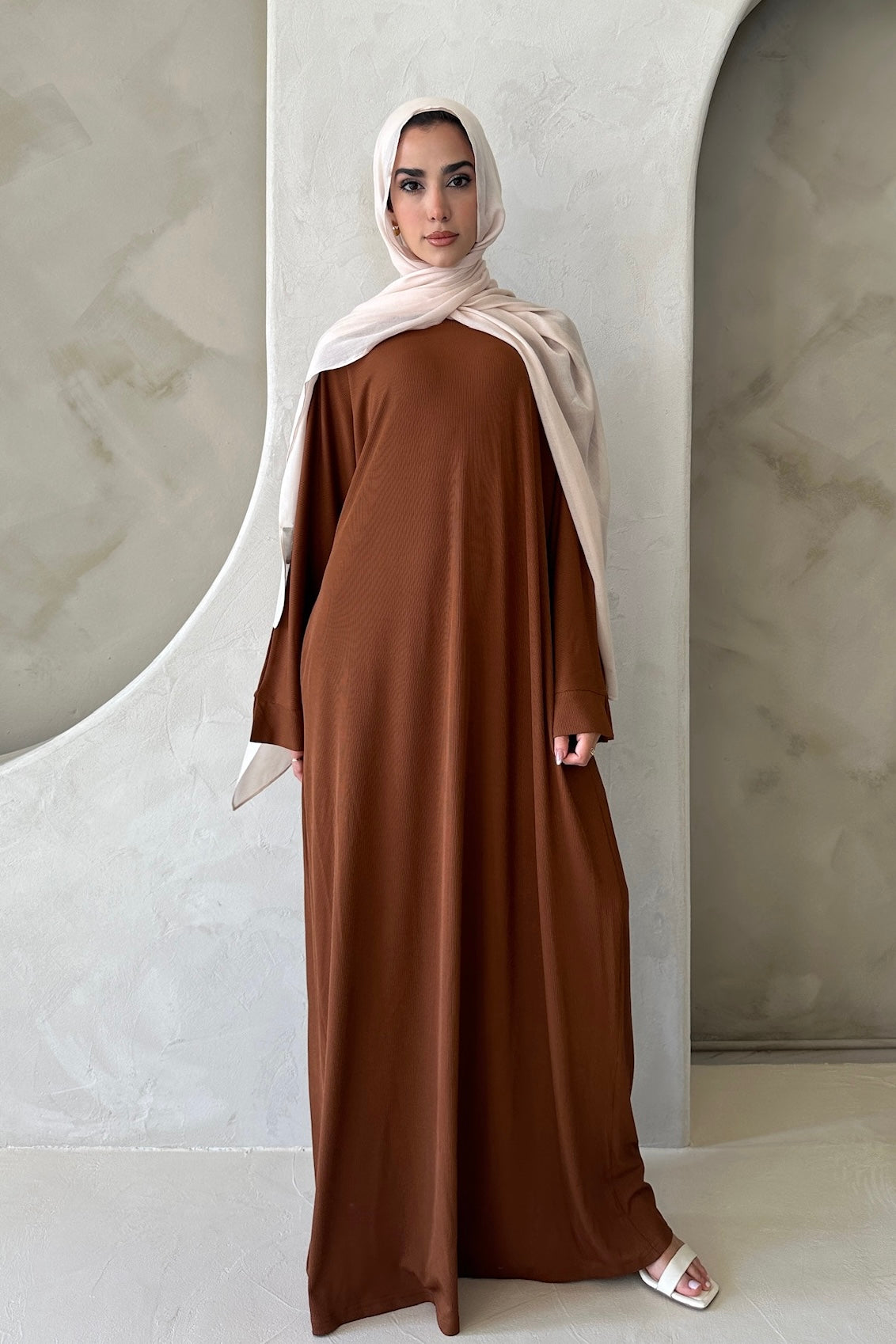 MIRA KNIT ABAYA DRESS BURNT ORANGE