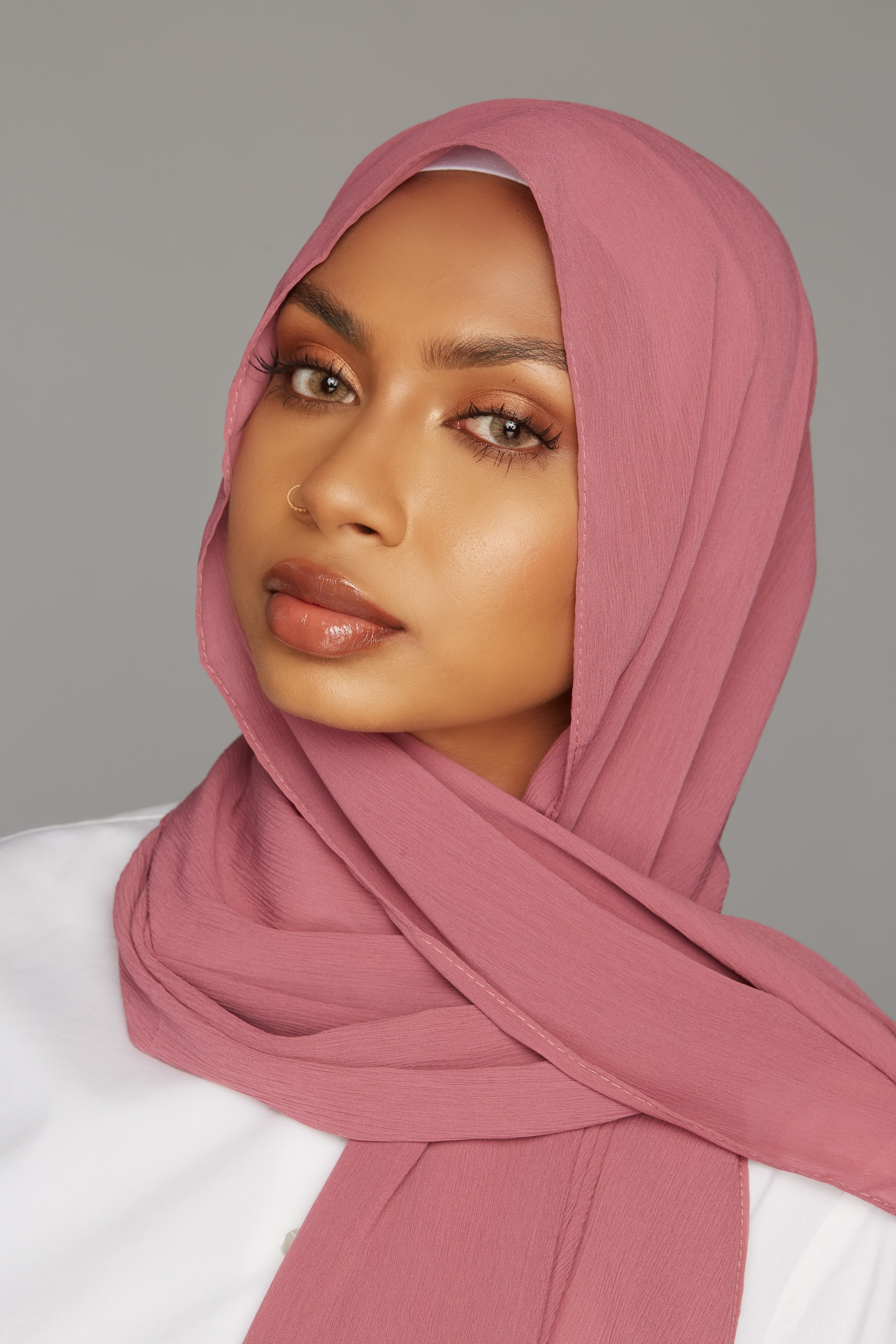 georgette chiffon hijab raspberry pink color
