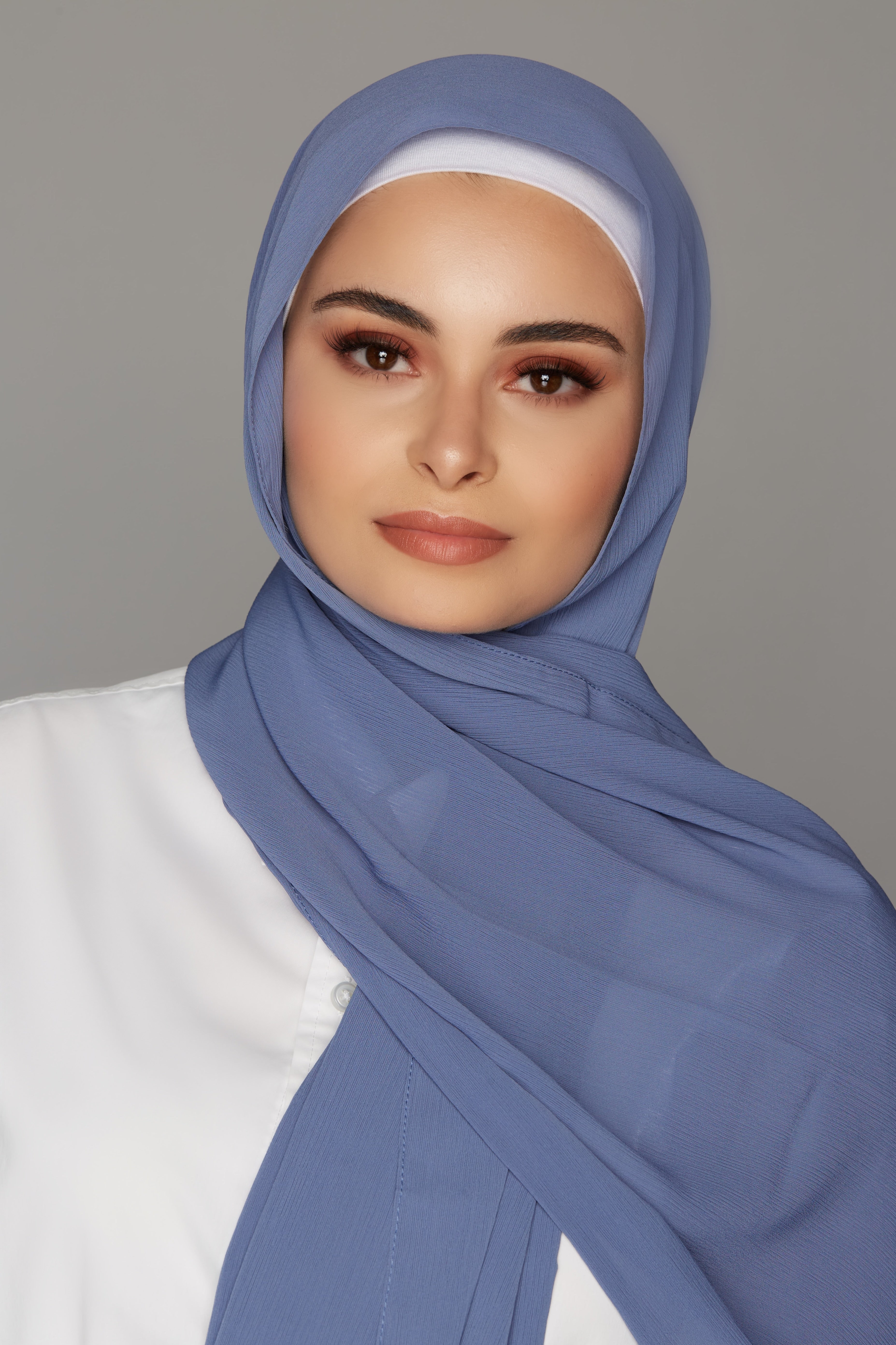 georgette chiffon hijab denim blue color