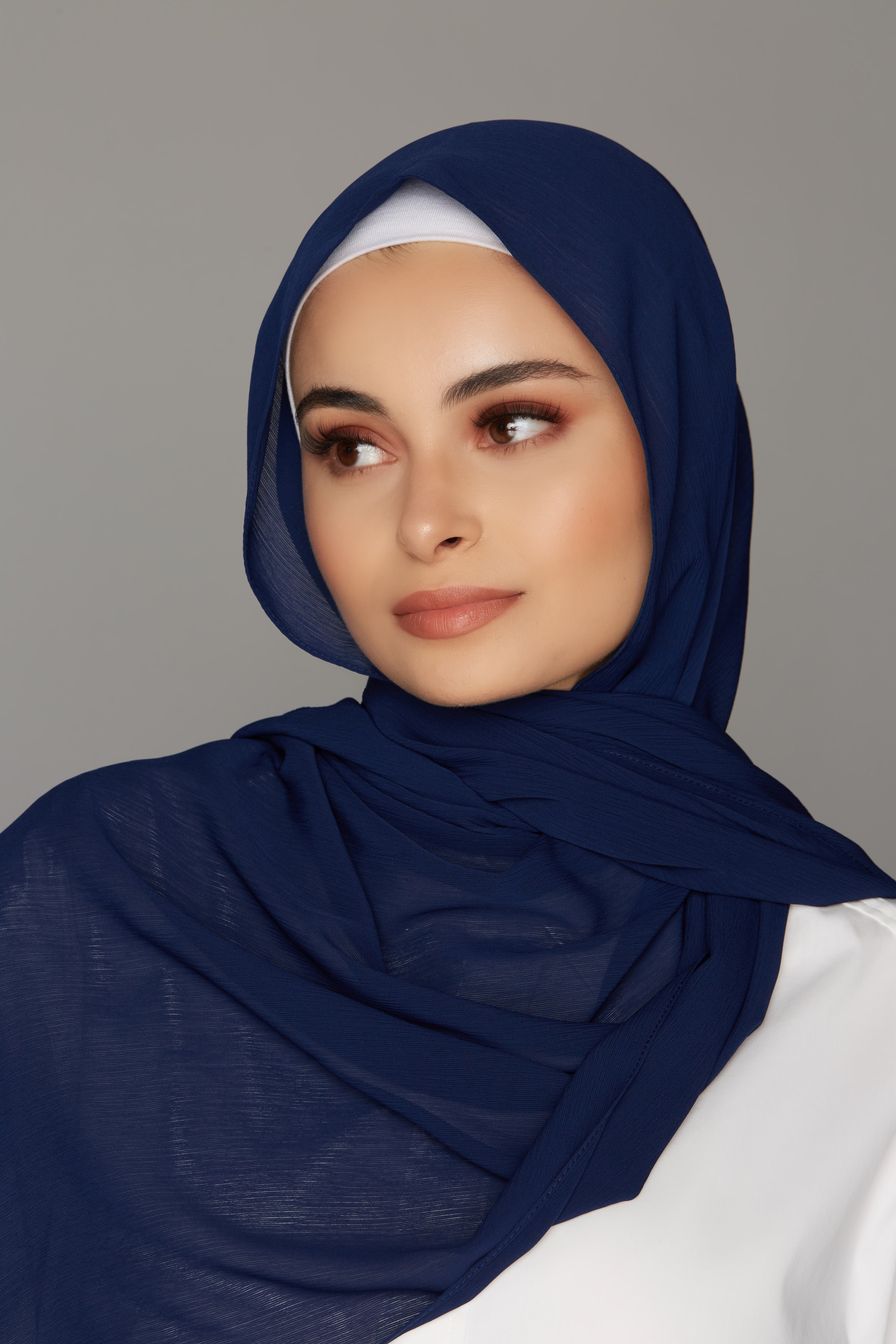 georgette chiffon hijab navy color