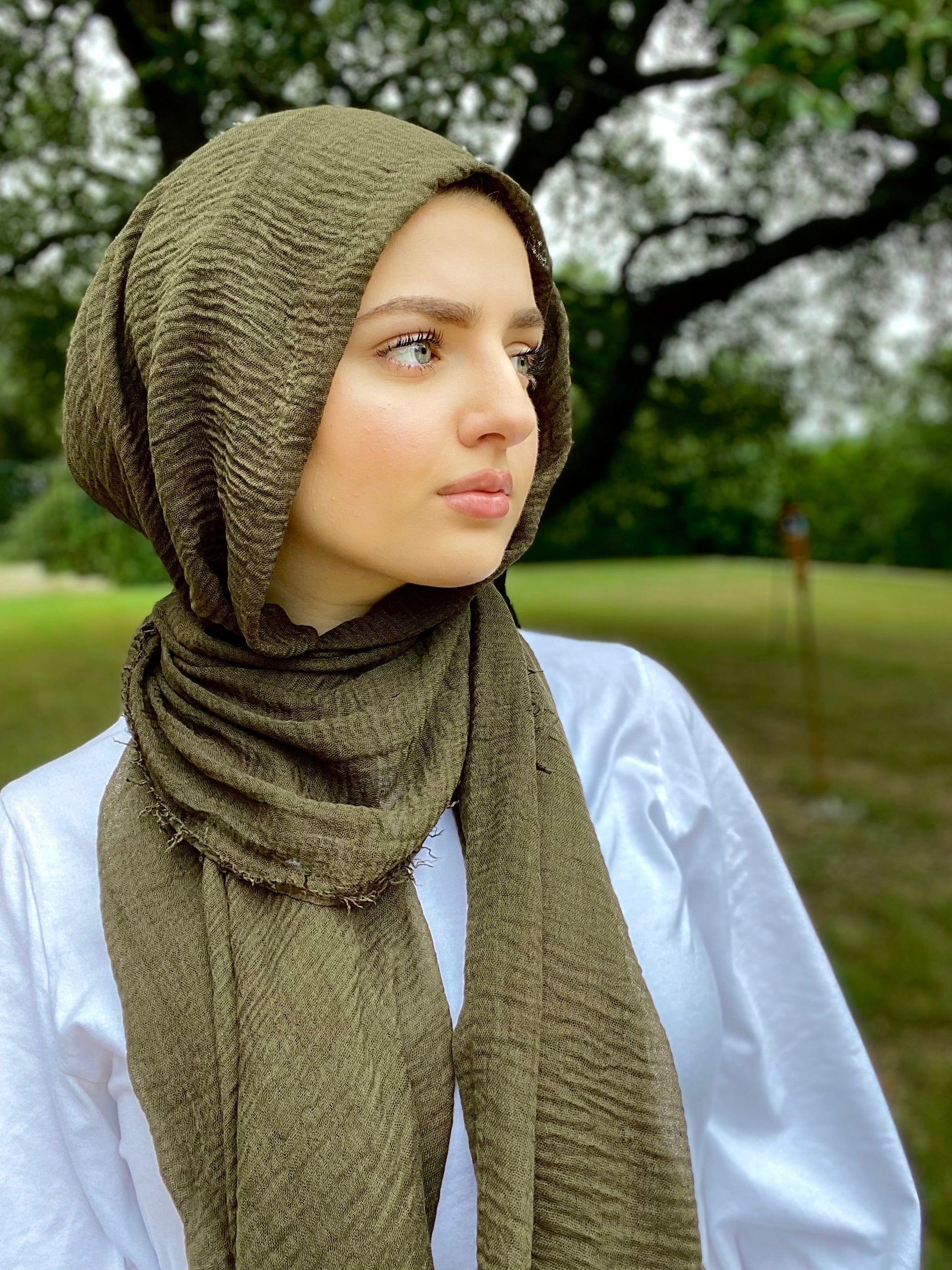 premium cotton hijab olive green