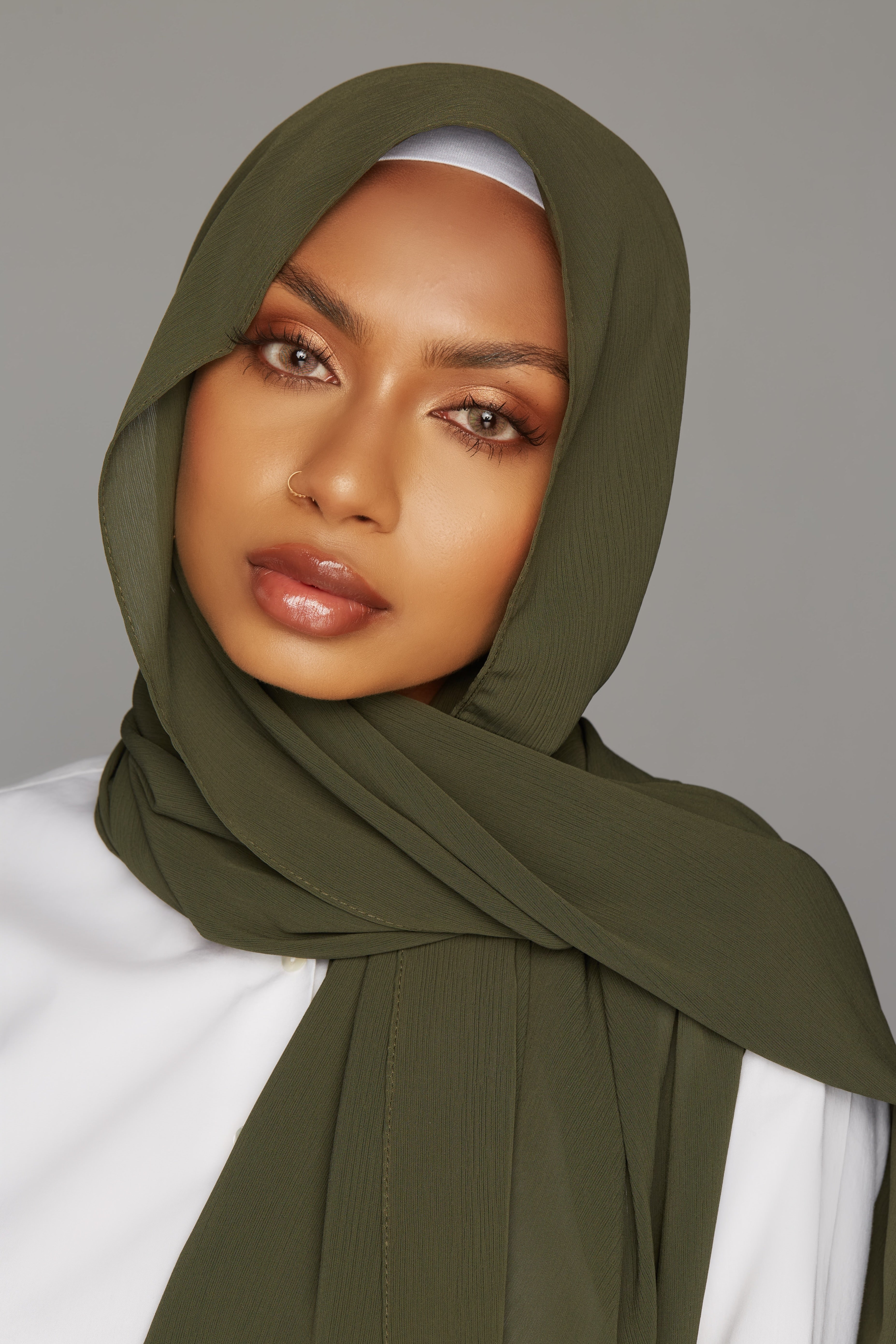 georgette chiffon hijab olive green color