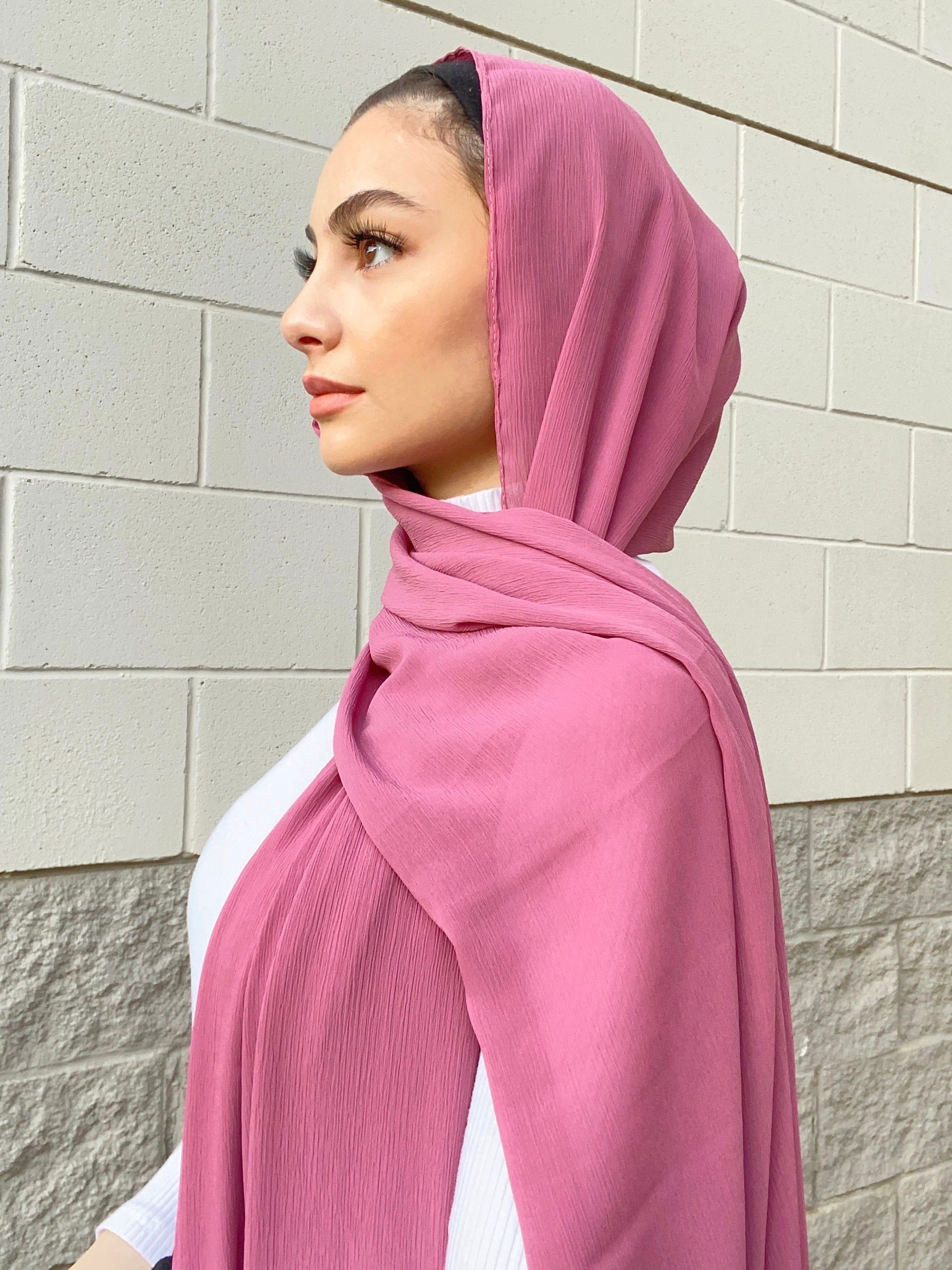 georgette chiffon hijab raspberry