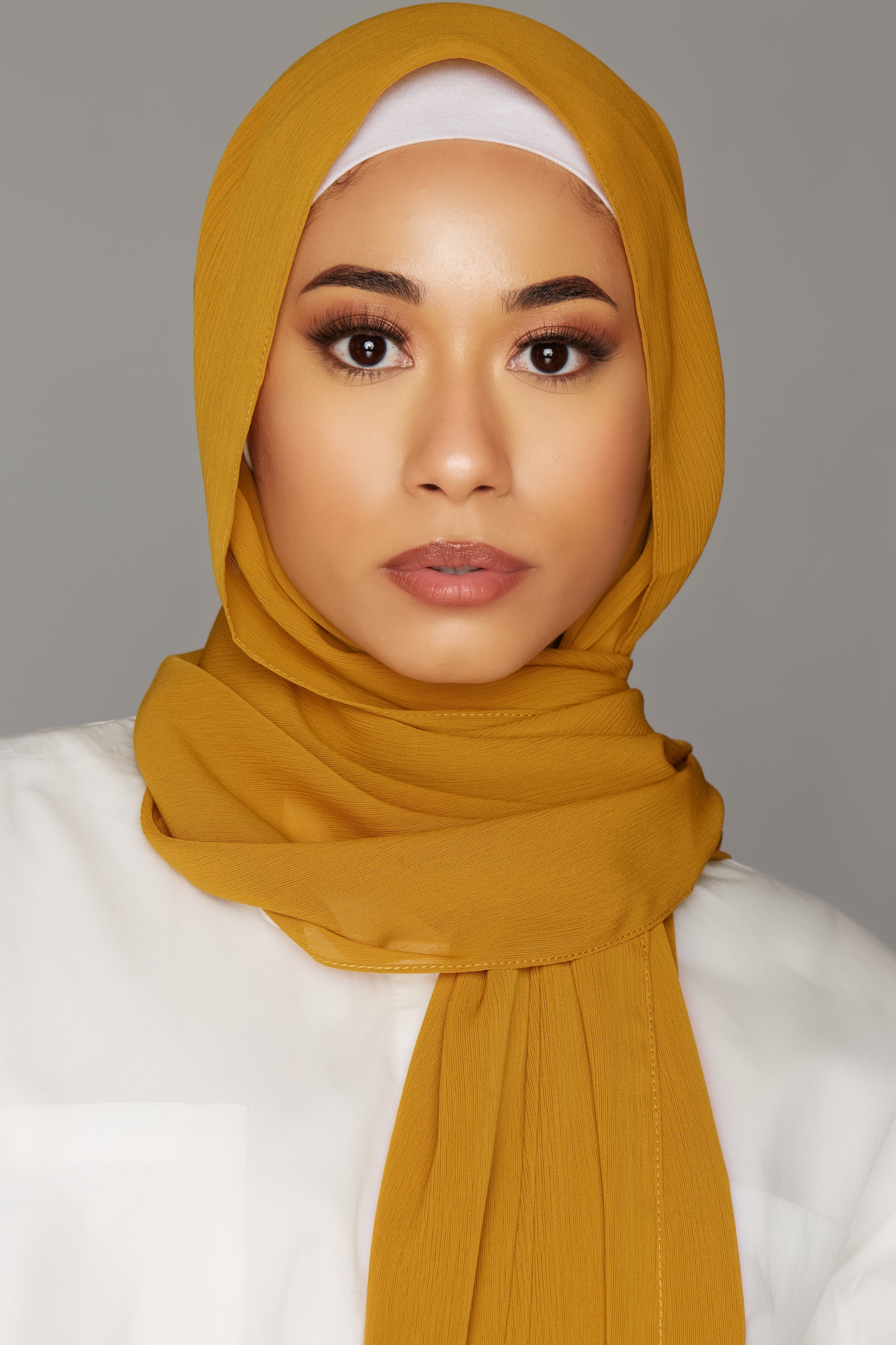 georgette chiffon hijab mustard golden color