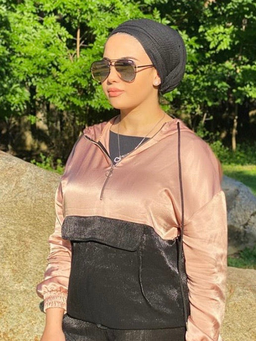 black premium cotton hijab