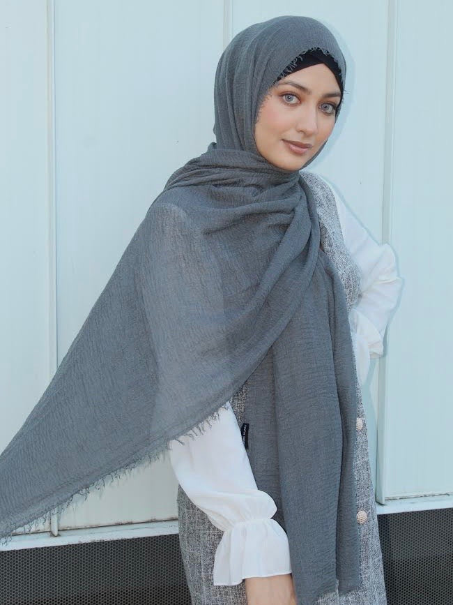 premium cotton hijab dark gray