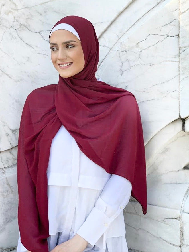georgette chiffon hijab ruby red