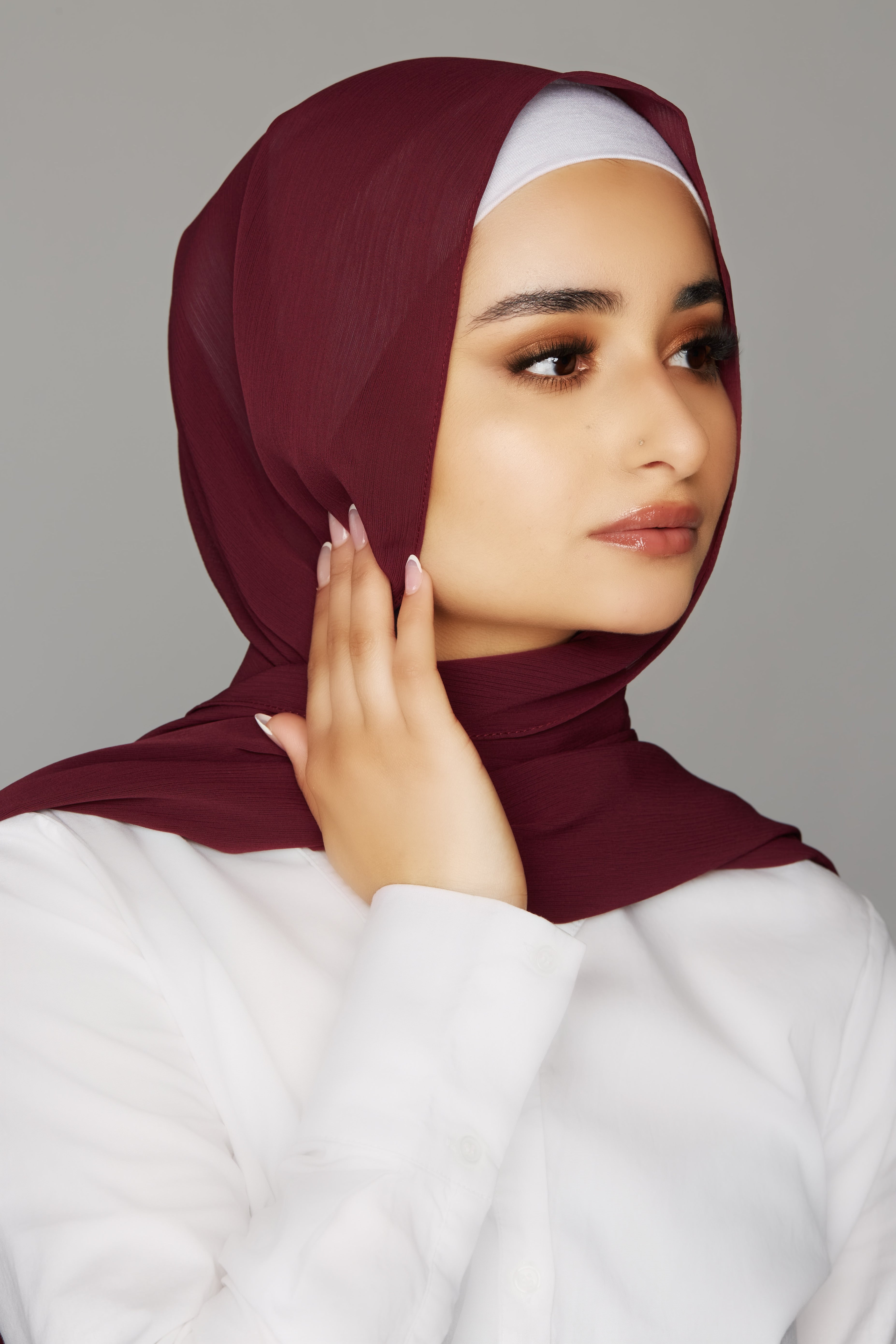 georgette chiffon hijab Aubergine purple color