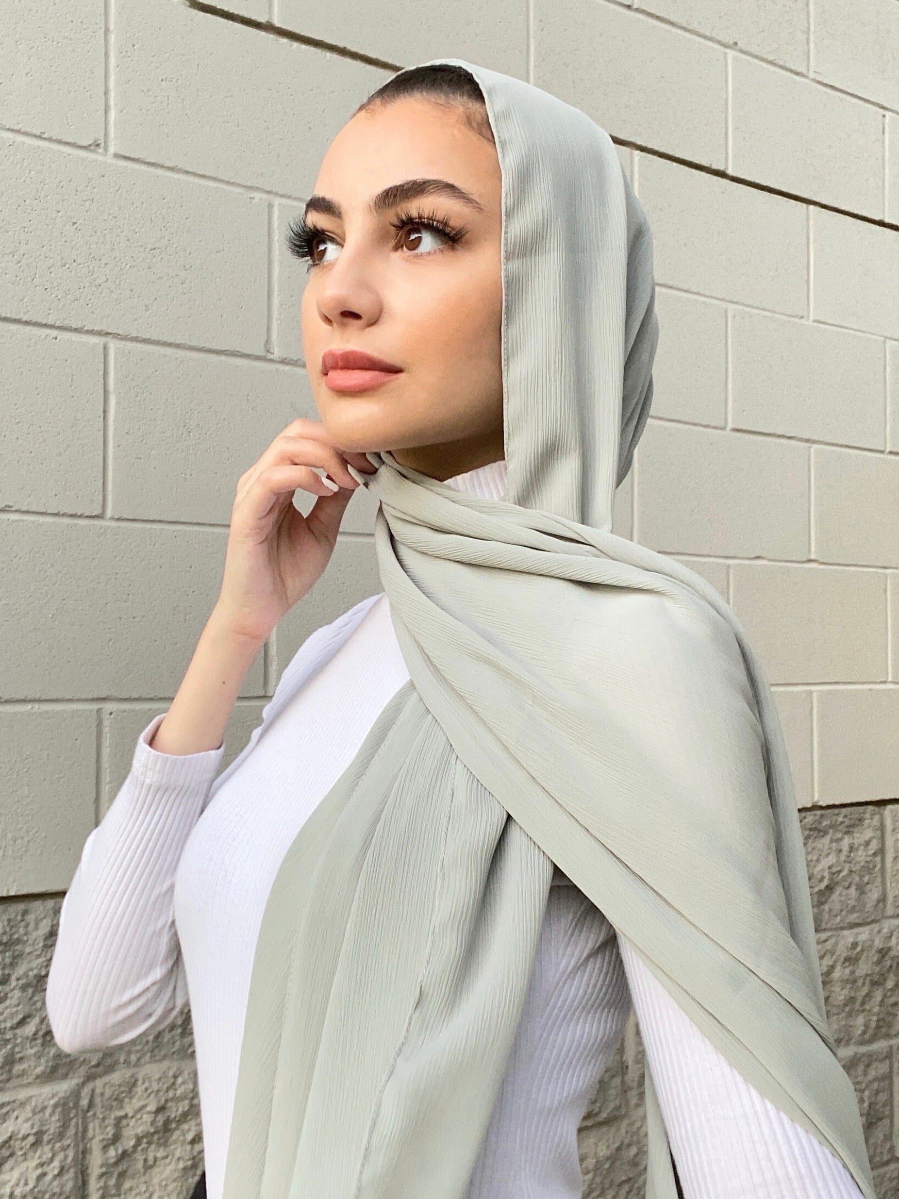 georgette chiffon hijab sage 