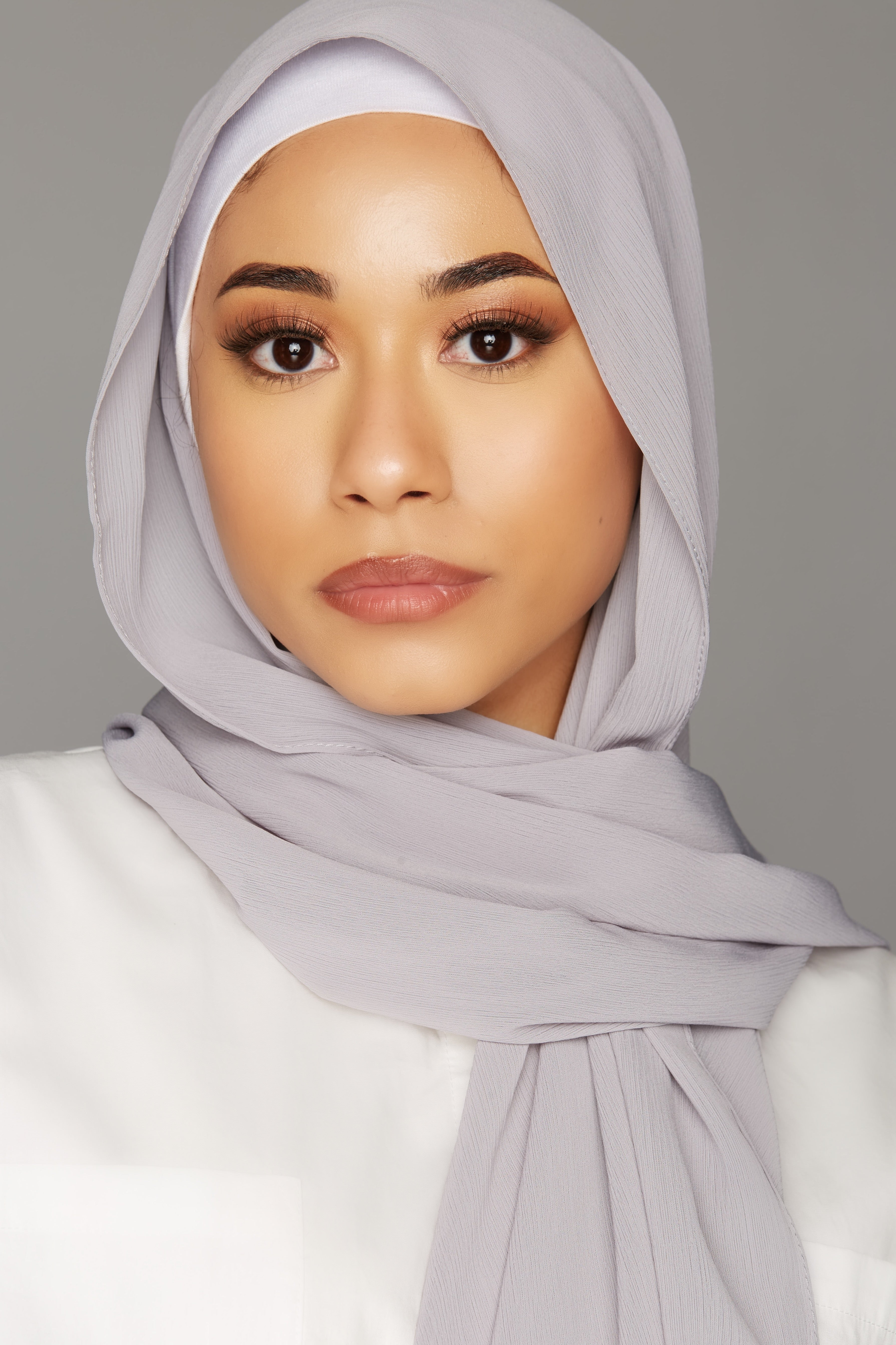 georgette chiffon hijab light gray color