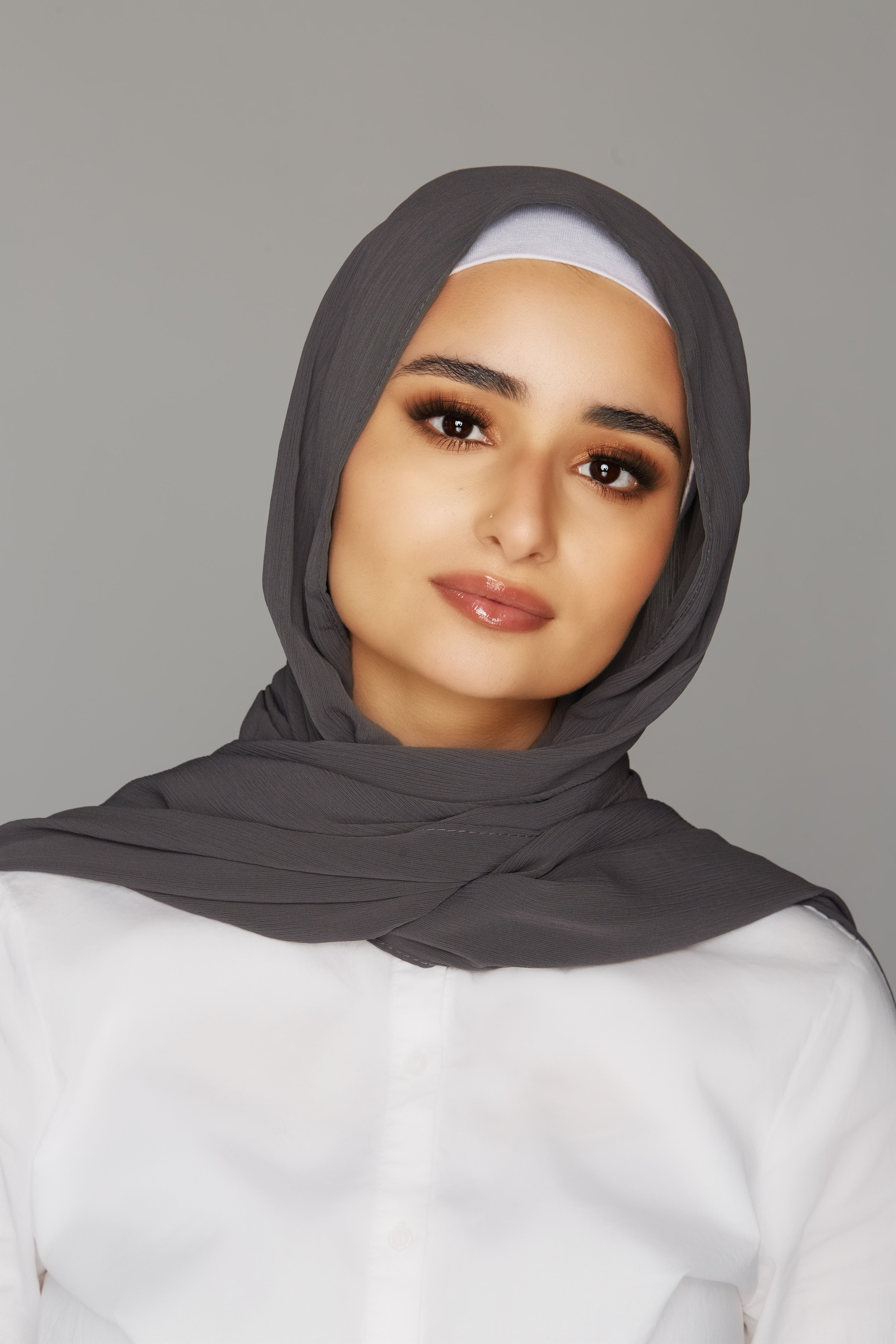 georgette chiffon hijab slate gray color