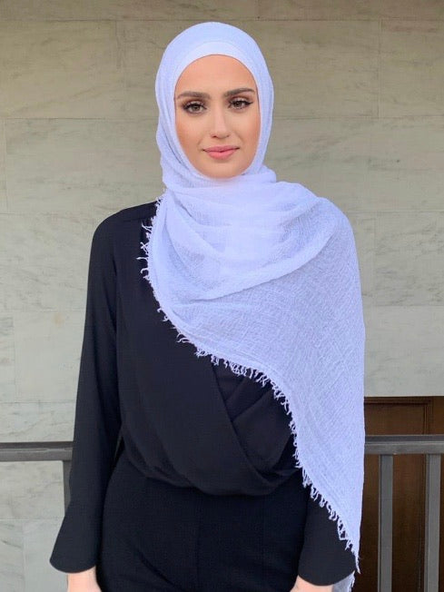 premium cotton hijab white