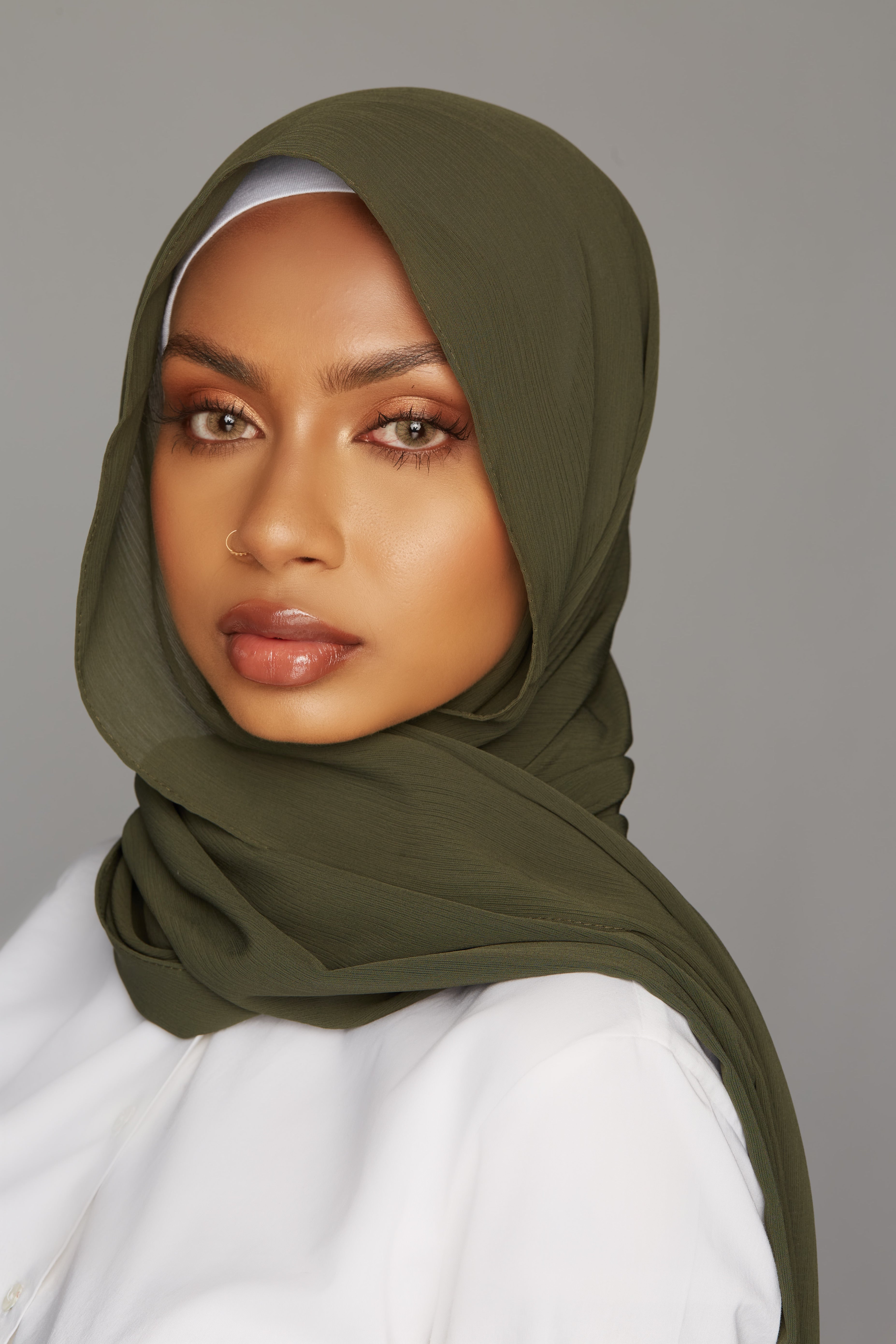 georgette chiffon hijab olive green color