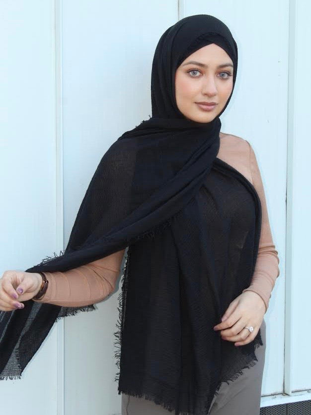 premium cotton hijab black