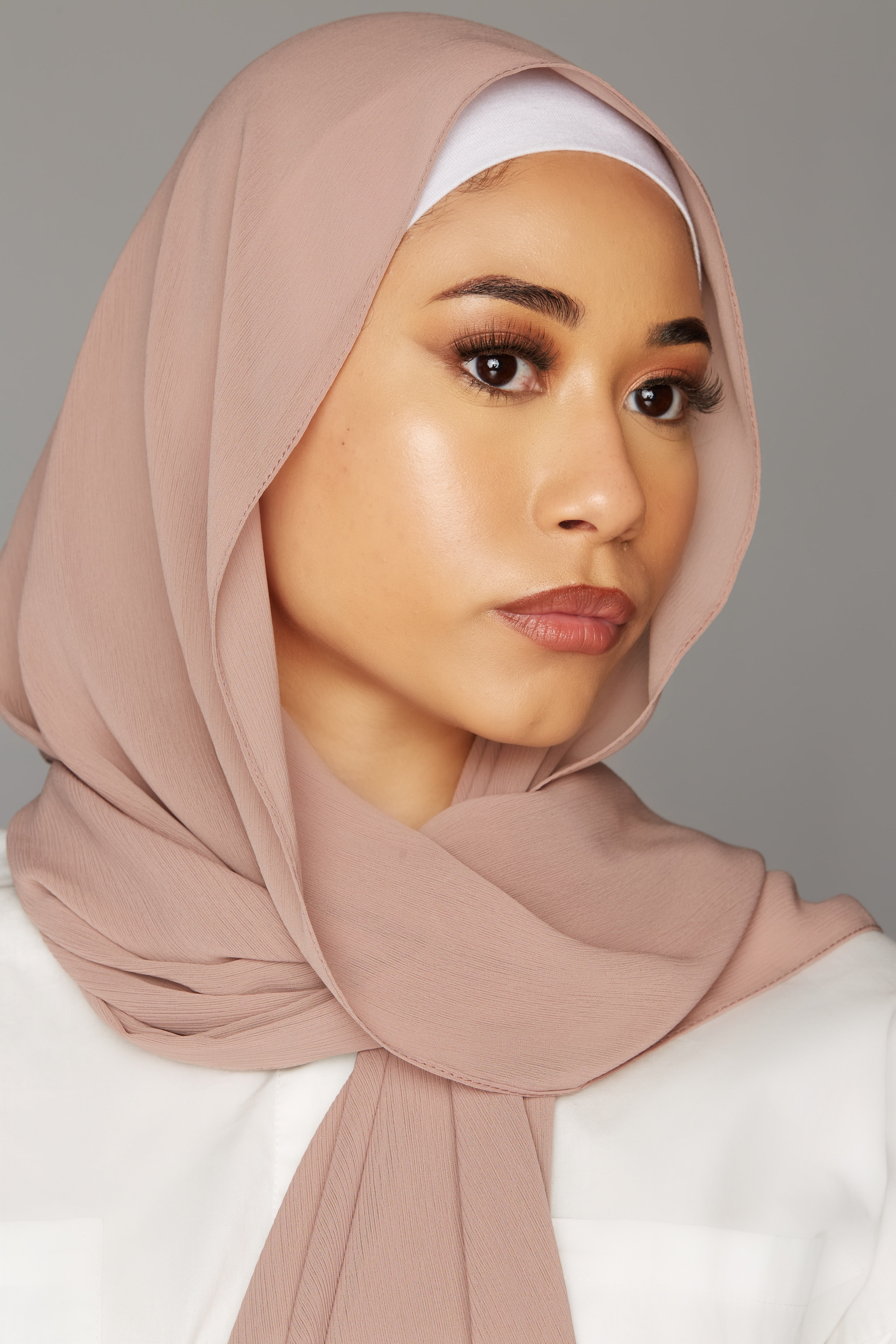 georgette chiffon hijab nude mauve color